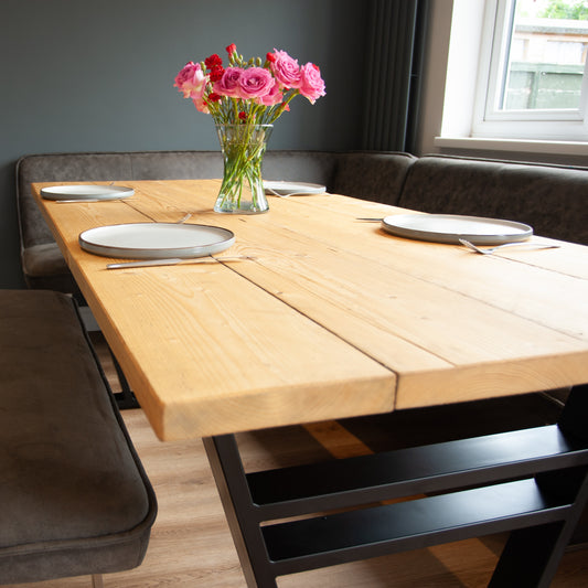 Metal table legs designed and made in Devon