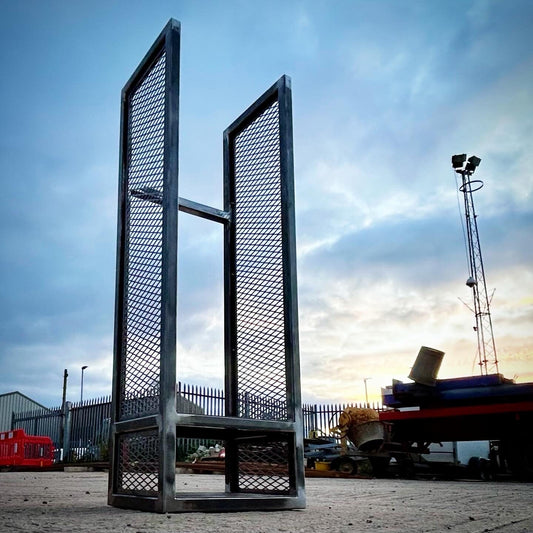 Free standing wood store in its raw state. Great for an industrial look or once powder coated blends perfectly with any modern interior.