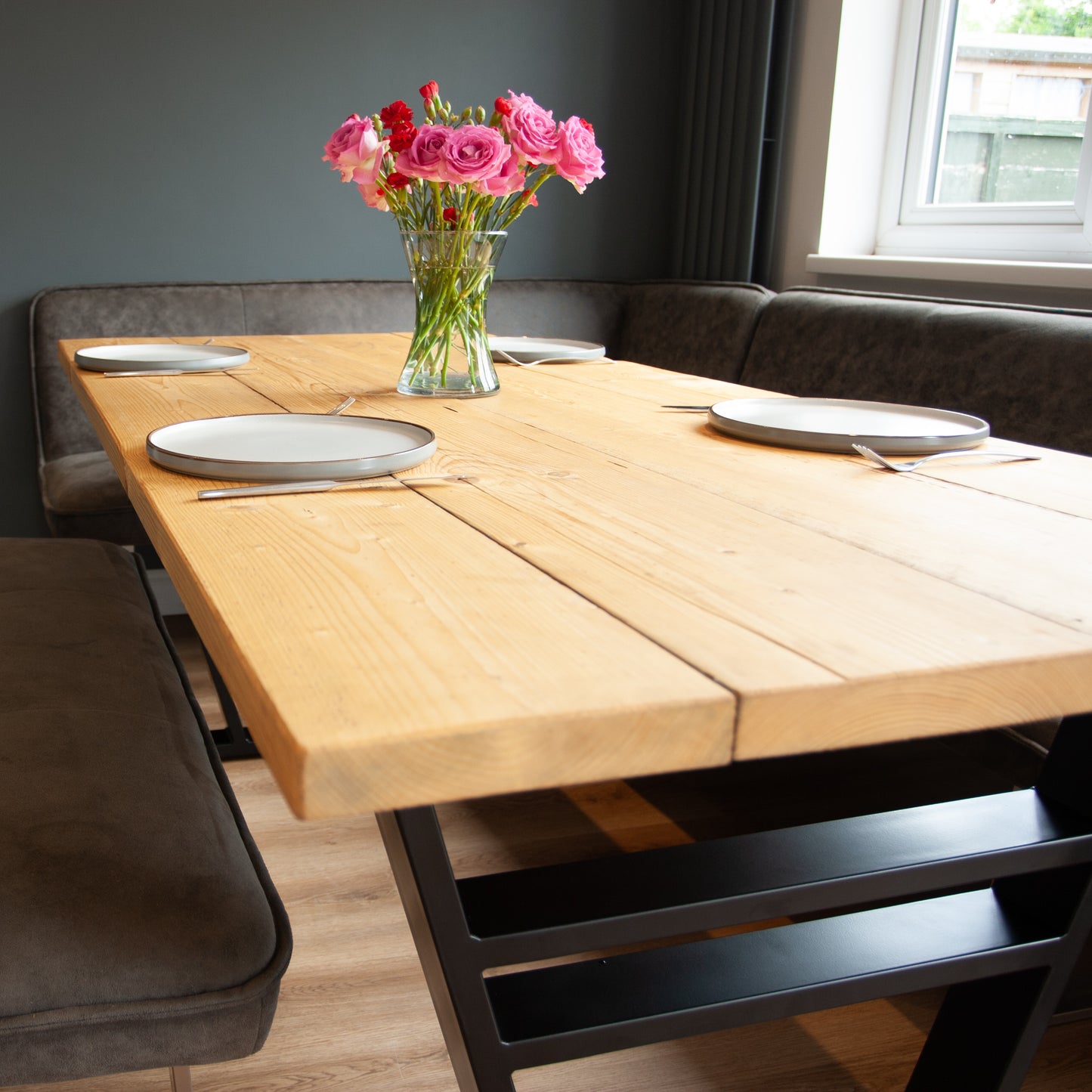 Metal table legs designed and made in Devon