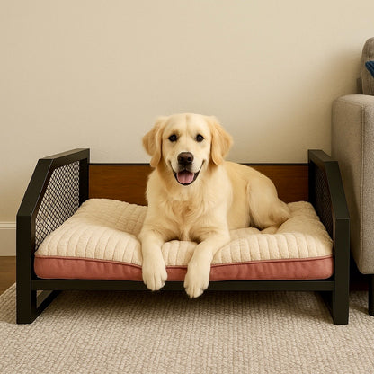 luxury pet bed made in the uk.  even as a Labrador bed you can see how happy they will be. 